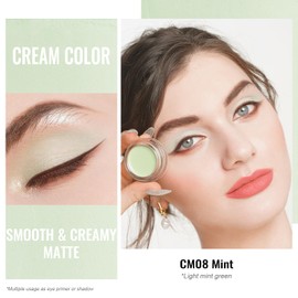 Oulac Matt Eyeshadow Mint Green, Waterproof Eyeshadow, Primer, Fine Texture, Lasts 16 Hours + Quick-Drying, Smudge-Proof, Matt Surface, Vegan 06 g (CM08), Mint