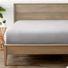 Bare Home Fitted Bottom Sheet Full XL - Premium 1800 Microfiber - Ultra-Soft Wrinkle Free - Deep Pocket - Fitted Sheet (Full XL, Light Grey)
