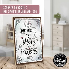 TypeStoff Wooden Sign with Saying - Kitchen - Vintage Look with Quote as Gift and Decoration on Family, Heart and Cooking - HS-00898
