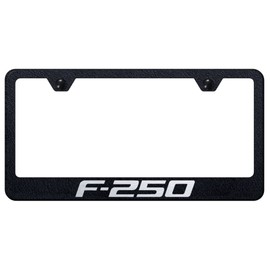 Au-TOMOTIVE GOLD Laser Etched Logo Stainless Steel License Plate Frame for Ford F-250 (Rugged Black)