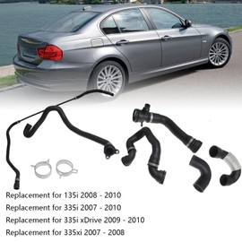 6Pcs Radiator Coolant Water Hose Pipe Kit Compatible with 135i 335i xDrive 335xi 2007 2008 2009 2010 Replace 11537585023 17128570061 17127604542
