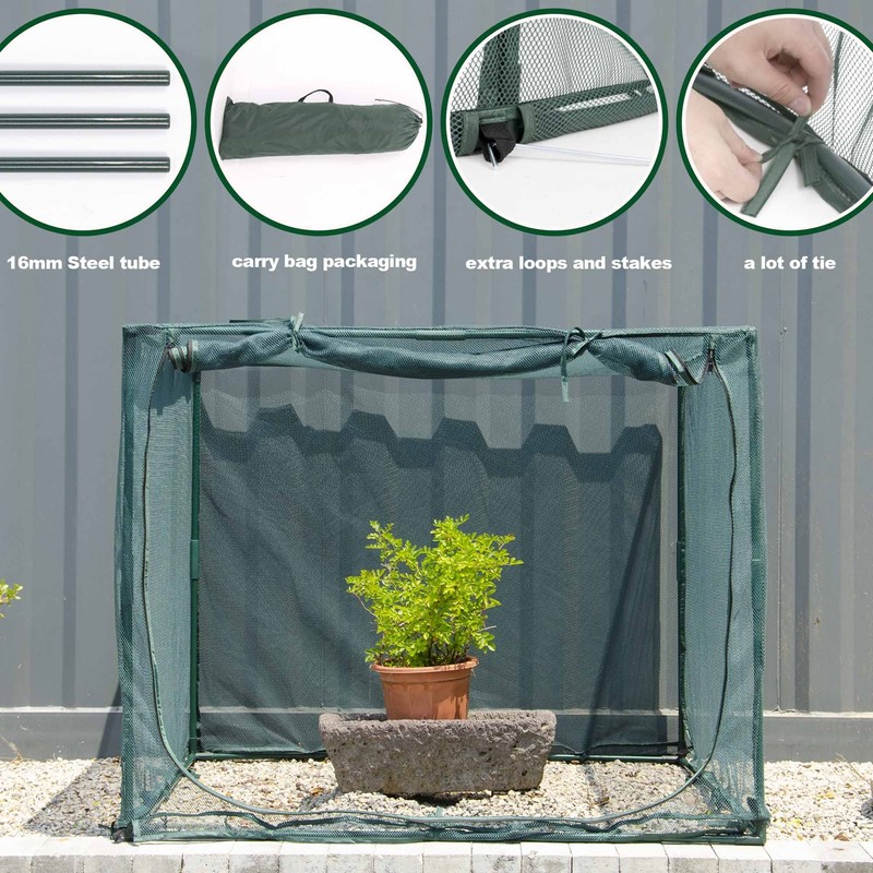 Square 4'x4' Netting Cover 3.3FT Tall Crop Cage Pest Guard