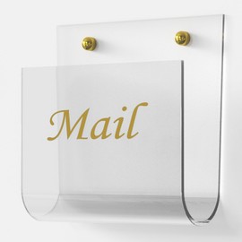 Cociat Acrylic Mail Holder for Wall Clear Hanging 6.6 X 2.2 Inch Mail Organizer Wall Mounted File Holder