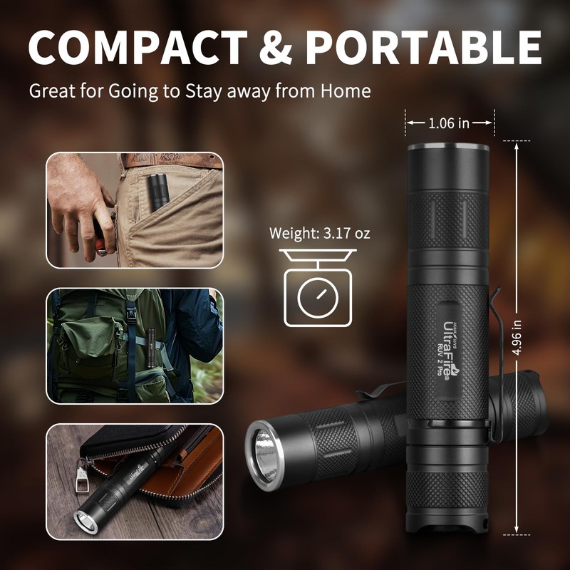 ULTRAFIRE 365nm UV Flashlight, Black Light Flashlight Mini, UV Light