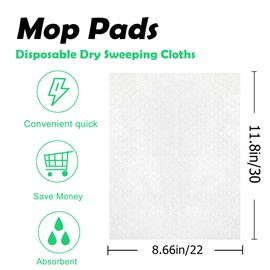 MBBUROYY Disposable Mop Cloth Dry Sweeping Pad for Floor Mopping and Cleaning Disposable Dusting Cloths Electrostatic Cloths Unscented 60 Counts