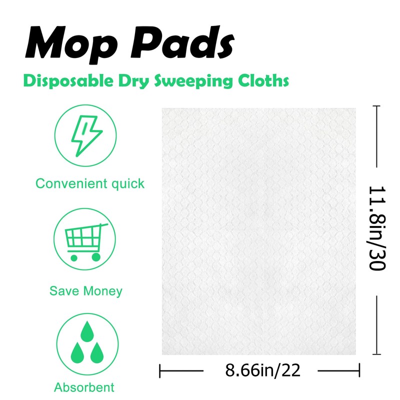 MBBUROYY Disposable Mop Cloth Dry Sweeping Pad for Floor Mopping