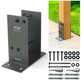 Hulave 1Pack Stainless Steel 6 x 6 (Actual: 5.5" x 5.5") Post Base, Suitable for Terrace Railing, Fence, Gazebo, Porch, etc Concrete Support Anchor Base Post Anchor Bracket (Dark Gray)