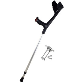 1 x Rebotec Soft Grip Walking Aid Made in Germany Forearm Crutch with Ice Claw (Colour: Black)