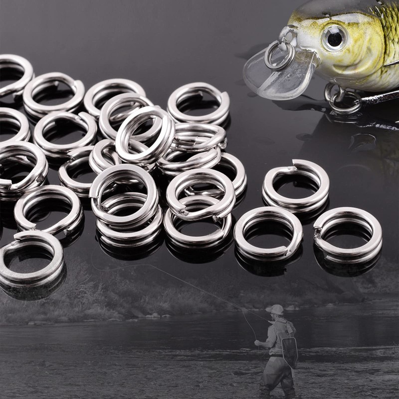 Atibin 100pcs Stainless Steel Flat Fishing Rings Split Blue Lure