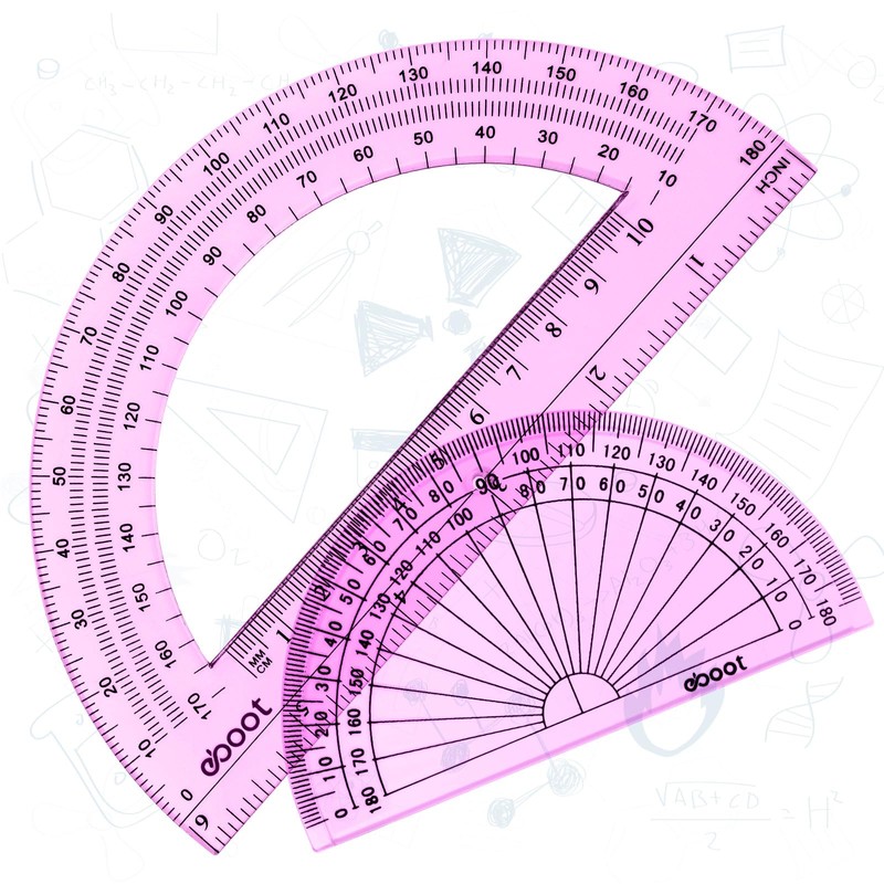 EBOOT 2 Pcs Plastic Protractor Clear 180 Degrees Transparent Protractor