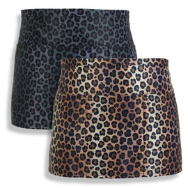 Plum Hill Cheetah Leopard Cute Waitress Apron with Pockets for Teachers, Aprons 2-pack for Waiters, 3 Pockets Half Waist, Restaurant Coffee Shop Vendor