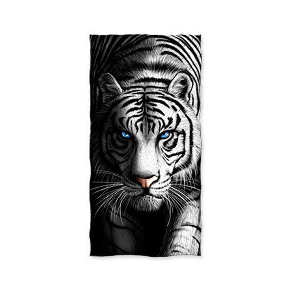 YISUMEI - Badetuch - weißer Tiger - 70 cm x