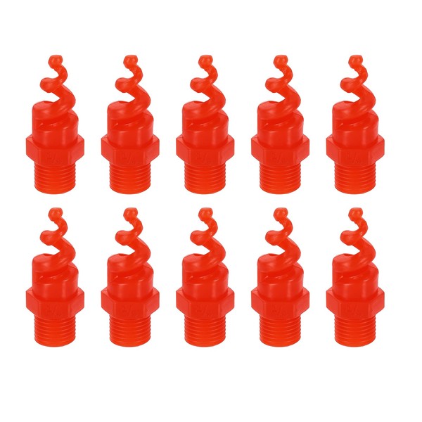 sourcing map 20Pcs Spiral Cone Nozzles, 1/4" Male PP Plastic