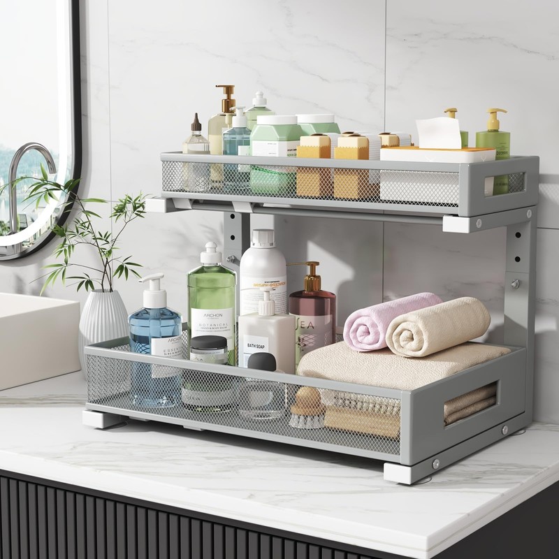 Biboraya 2 Pack 17IN Depth Under Sink Storage Organizer, Large