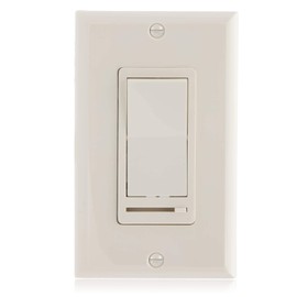 Maxxima LED Slide Dimmer Rocker Switch - 3-Way/Single Pole Compatible, Decorative Electrical Light Switch, 600 Watt Max, LED Compatible for Indoor Home Use, Wall Plate Cover Included - Almond