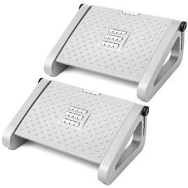 Beeveer 2 Pcs Foot Rest for Under Desk at Work, Adjustable 6 Heights Ergonomic Foot Rest for Under Desk with Massage Surface at Work, Under Desk Footrest for Office and Home Pressure Relief (Gray)