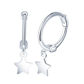 Yumilok Women's Earrings Heart Hoop Earrings Drop Dangle Small 925 Sterling Silver Hoop Earrings for Women, Sterling Silver