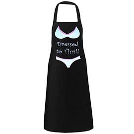 MyShoeStore Unisex Adult Novelty Apron Mens Ladies Womens Chefs Butcher Kitchen Catering Everyday Use Aprons with Pocket Ideal Fantastic Gift(Dressed to Thrill Black)