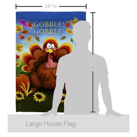 Breeze Decor H113051 Gobble Fall Thanksgiving Decorative Vertical House, Thick Fabric, Large Flag Only