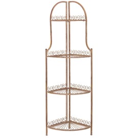 Safavieh PAT5013A Collection Abarrane Rusty Orange Wrought Iron 4 Tier Outdoor Corner Shelf Shelve