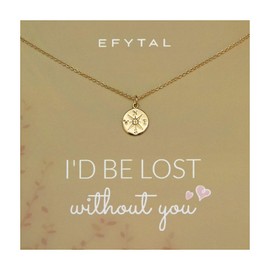 EFYTAL Gift for Girlfriend, Sterling Silver or Gold Plated Compass Necklace for Women, Birthday Gifts for Girlfriend