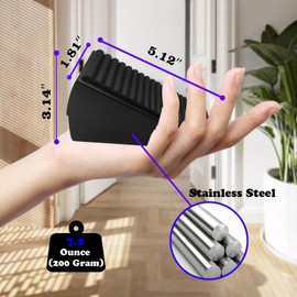 HOOFUS Adjustable Spring Large Door Stop,Heavy Duty Tall up to 3.14 inches Wedge Door Stoppers for Bottom of Door,Stainless Steels Door Holder (Black Brushed, 1 Pack)