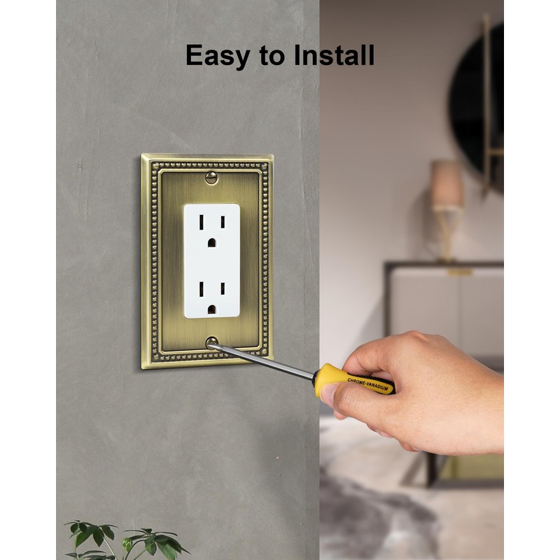 TREEWELL 4-Pack Decorator Outlet Cover Plate, Decorative Switch Plates and