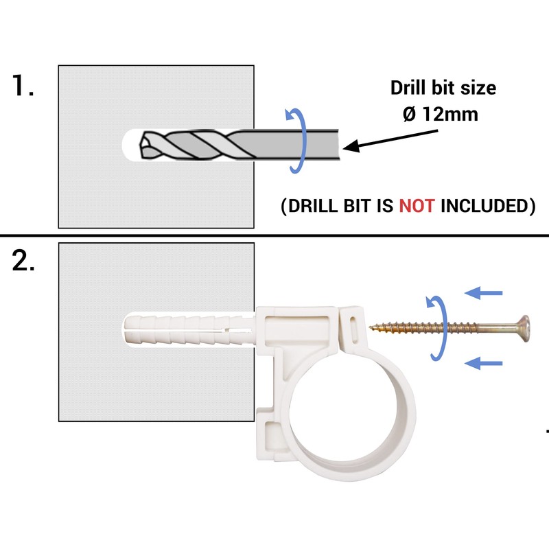 (4 pcs) White Plastic Clamps for 48-51 mm Pipes, Hose