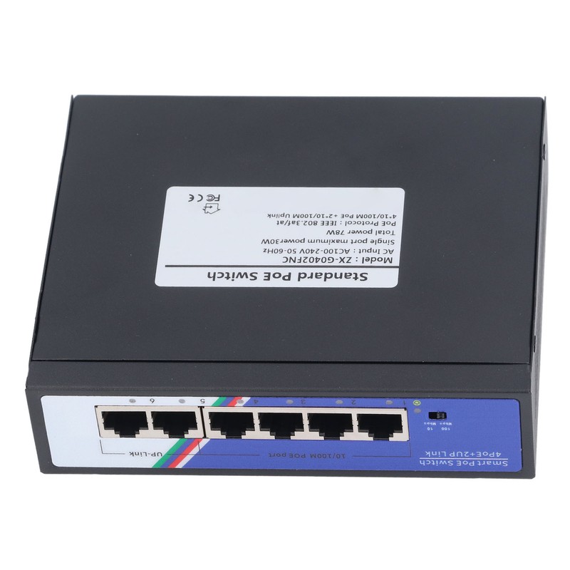 6 Port PoE Switch 1.2Gbps Ethernet Switch Unmanaged Plug and