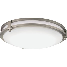Lithonia Lighting FMSATL 13 14830 BN M4 LED Saturn Flushmount Ceiling Light Fixture for Kitchen | Hallway | Bedroom, Dimmable, 3000K, Antique Brushed Nickel