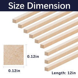150 Pcs Balsa Wood Sticks 1/8 x 1/8 x 12 Inch balsa Wood Strips Hardwood Square Dowels balsa,Craft DIY Supplies Square Wooden dowels