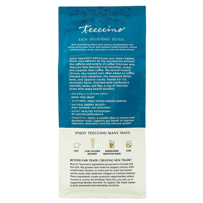Teeccino Dandelion Blueberry Vanilla Chicory Coffee Alternative - Ground Herbal