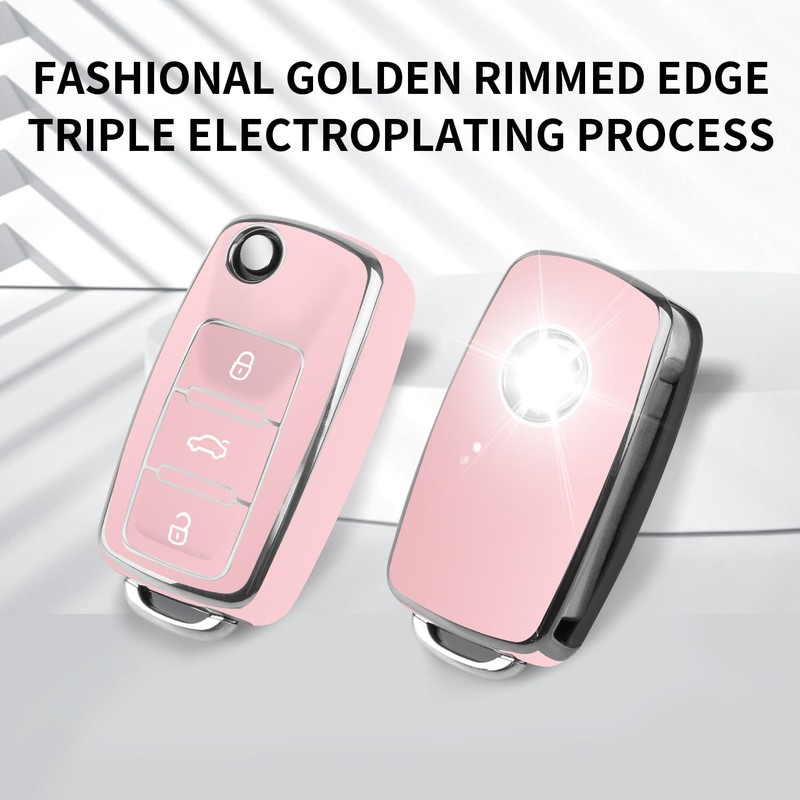 MILD EAST for VW Car Key Fob Cover with Keychain,