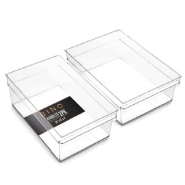 BINO | Plastic Storage Bins, Large | THE HANDLER COLLECTION | Multipurpose Organizer Bins | Kitchen Pantry Organizers and Storage | Clear Containers for Organizing Home | Freezer Organizer