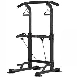 Power Tower Pull Up Dip Stander, Height Adjustable Multi-functional Home Strength Training Gym Equipment, Easy to Install, Durable Home Gym Equipment (black)