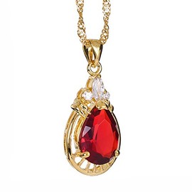 Riva Pendant with 45 cm Chain and Teardrop Cut Gemstone Cubic Zirconia CZ [5 Colours Available] in 18K Yellow Gold Plated, Simple Modern Elegance, Brass, metal, No Gemstone