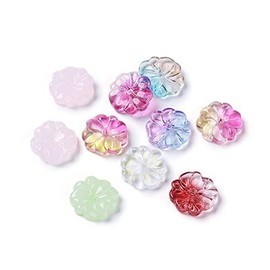 KitBeads 100pcs Random Glass Flower Beads Colorful Cherry Blossom Beads Lampwork Plum Blossom Small Flower Beads for Jewelry Making Bulk