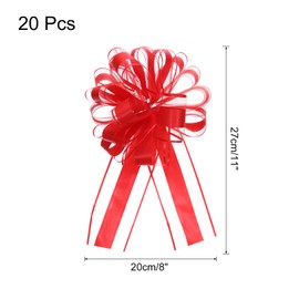 MECCANIXITY 20pcs 8 Inch Large Big Pull Bow Organza Gift Wrapping Bows Ribbon for Wedding Car Baskets Presents Christmas Bow, Red