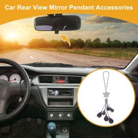 Partuto 1 Pcs Artificial Crystal Pentagram,Six Water Drops Car Rear View Mirror Pendant Accessories Car Hanging Ornament Purple