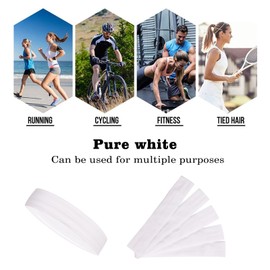 White Workout Headbands for Women Men Non Slip Headband Comfortable Sport Headbands Silicone Sweatbands Elastic Sport Hair Bands for Yoga Running Sports Travel Indoor Fitness Gym with 5 PCS