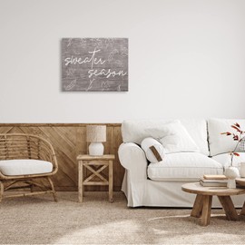 Stupell Industries Sweater Season Phrase Falling Leaves Outlines Rustic Pattern Canvas Wall Art, 30 x 24, Brown