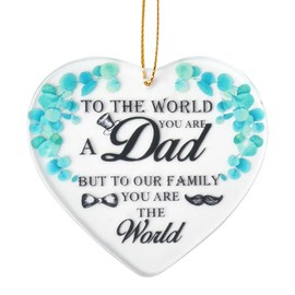 Father Day Gifts for Dads Birthday Gifts for Daddy Ornament Gifts for Daddy Heart Ornaments Hanging Father to The World You are A Dad But to Our Family You are The World Ornament Engraved