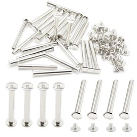 Hocansen 25 Set Chicago Screws M5x45mm Leather Screw Nail Rivet Chicago Bolts Button Metal Binding Screws Posts Round Flat Head Stud Screw for Leather Craft and Bookbinding (M5*45mm/ZBD)