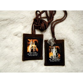 St Benedict Brown Scapular 100%Wool Handmade Catholic