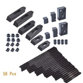 kimllier 58Pcs 7/16 Inch T-Slot Clamping Kit Pro-Series 3/8 Inch-16 Studs Hardened Hold Down Clamping Kit Fit for Bridgeport Mill