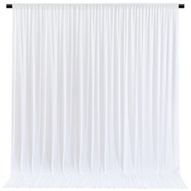 White Backdrop Curtains 8 Panels, 10 Feet Wrinkle-Free Polyester Photography Backdrop Drapes for Wedding Baby Shower Party Background Backdrop Stand- 32 X10FT (White)
