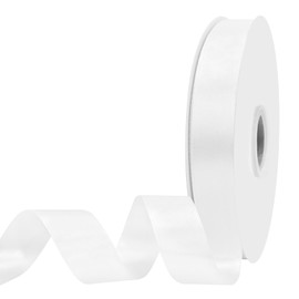 Maclemon White Double Satin Ribbon 7/8 inches x 100 Yards Solid Colour Ribbon For Gift Wrapping Craft Sewing Hair Accessories Balloons Birthday Parties Wedding Decorations And More