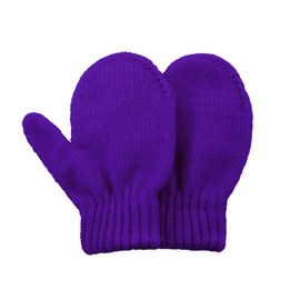 Toddler Winter Kids Mittens Purple Soft Knitted Gloves Warm Thick Cold Protection Mitten for Boys Girls Purple