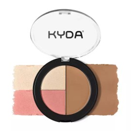 KYDA 3 컬러 하이라이트 즈 치크 팔레트 3-in-1 메이크업 풀 사이즈 포함 매트 컨투어 쉬머 형광펜 및 KYDA 3 Color Highlight Cheek Palette 3-in-1 Makeup Full Size Including Matte Contour Shimmer Highlighter and [3 colors]