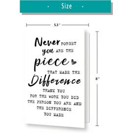 MTDXSJZB Thank you Appreciation Card for Mentor Teacher Nurse, Funny Office Goodbye Card, Going Away Cards Retirement Cards for Coworker Boss, Never forget you are the Piece that Made the Difference